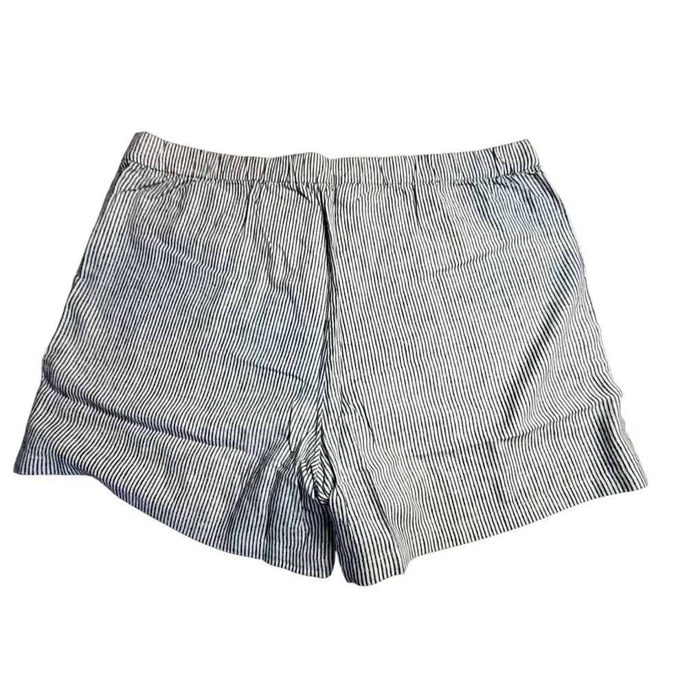 J. Crew Striped Linen Womens Shorts Size XXL Elastic Waist Pockets Lightweight